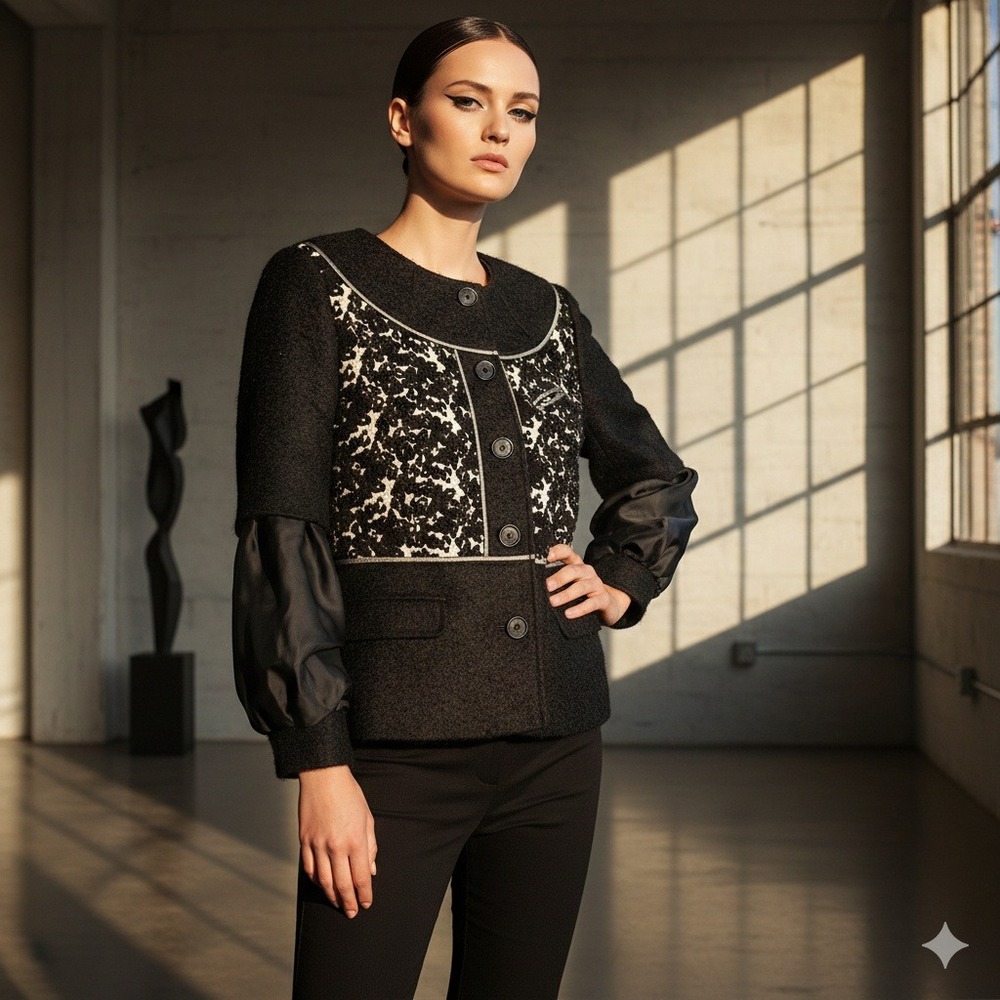Proenza Schouler Couture Italy Artsy Wool Mohair Silk Jacket Black 8 Old Money